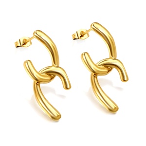 Minimalist 18K Gold Plated Pvd Stainless Steel Jewelry Double C Twisted <b>Stud</b> <b>Earrings</b> Wholesale Bulk Unique <b>Earrings</b> for Women - Product Image 1