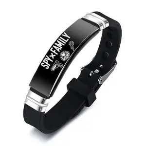 SPY X FAMILY Bangle Anime Cartoon Character Bracelet Stainless Steel Silicone Ornaments for Men Women Gift