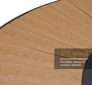 <span class=keywords><strong>Table</strong></span> et chaises de restaurant en métal pour café extérieur, ensembles de jardin, <span class=keywords><strong>table</strong></span> de pique-nique en bois rond en acier PS avec banc - Product Image 5