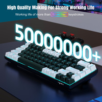 V800 Keyboard Gaming Mekanis Lampu Latar LED Kompak 68 Tombol Mini Keyboard Kantor Berkabel Kabel USB untuk Laptop PC Aksesori Gamer