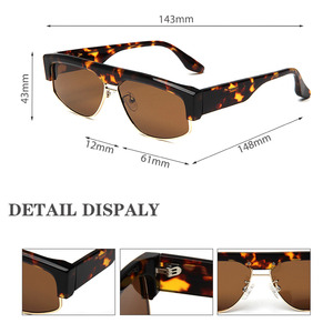 Yüksek Kaliteli Retro Yarı Çerçevesiz TAC Polarize Lens 24SA074 Klasik Düz Üst Özel Asetat Rahat Hafif Güneş Gözlüğü - Product Image 6