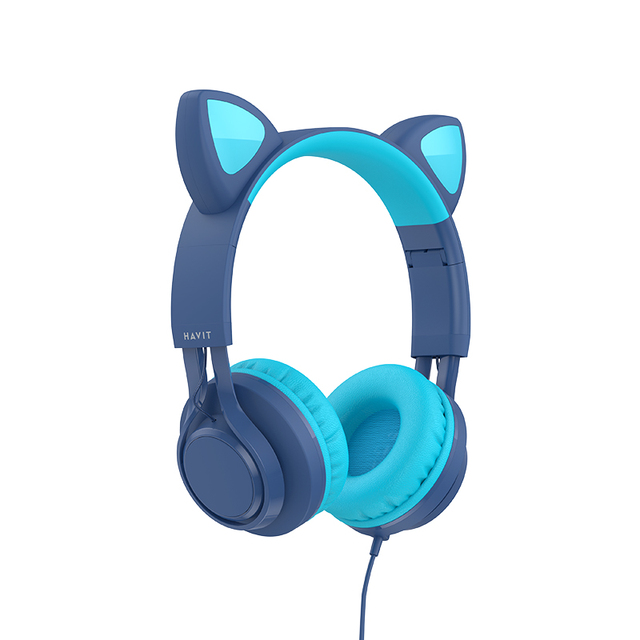 H225D Havit Children Gift Kids Girls Headset Wired Earphone Colorful Cat Ear Headband Child Kids Headphones for Children