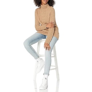 Manches longues personnalisé O col en v femmes chandails Bangladesh conception Simple tricot côtelé hauts courts pull à la mode Style décontracté - Product Image 4