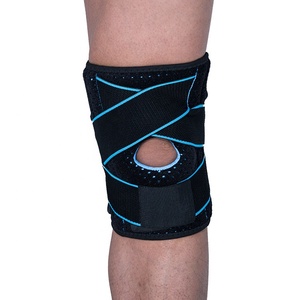 Genouillère de sport en néoprène et polyester, avec sangle tricotée, pour course, <span class=keywords><strong>équitation</strong></span>, basketball, offrant une <span class=keywords><strong>protection</strong></span> résistante à l'usure et un soutien compressif. - Product Image 2