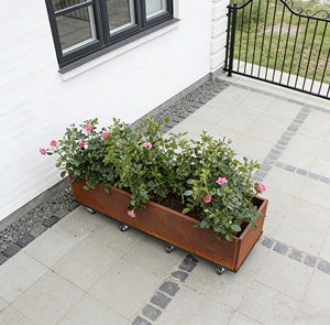 Jardinière extérieure en acier Corten résistante aux intempéries, pot de fleurs en métal finition rouille, jardinière paysagère pour jardin et patio - Product Image 6