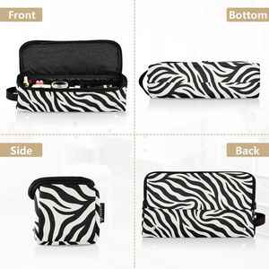 Bolsa de Viaje para Herramientas de Peinado de Neopreno con Estampado de Cebra, Alfombrilla Desmontable Resistente al Calor para Plancha y Rizador de Pelo, Bolsa de Maquillaje Portátil - Product Image 4