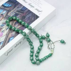 Misbaha de resina étnica lisa, redonda, de colores mezclados, 10 mm, 33 cuentas, ligera y portátil para el culto islámico del Zikr. - Product Image 1