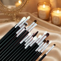 Ensemble de 20 pinceaux de maquillage personnalisés avec manche en bois pour fard à paupières, eye-liner, anticernes, masque, crayon à sourcils, 5 pinceaux à cils personnalisés