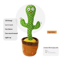 Jouet en peluche Cactus Rouge Cyber Dansant, Chantant et Torsadant, Rembourré en Coton PP, 31-50cm, Lumières LED, Interactif, Musical, Électronique, pour Fête