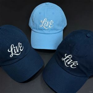 Custom 6 Panel Embroidery Logo <b>Navy</b> <b>Blue</b> Baseball <b>Caps</b> Washed Cotton Unstructured Dad Hats - Product Image 1