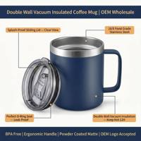 Taza de Café de Acero Inoxidable con Aislamiento al Vacío de Doble Pared, Libre de BPA, Taza Térmica con Logotipo Grabado con Láser para Viajes, Oficina, Hogar y Camping