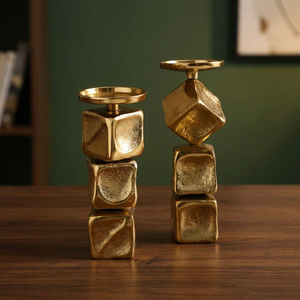 Support de bougie cube Golden Moments pour la décoration de mariage et de la maison, support en métal durable - Product Image 5