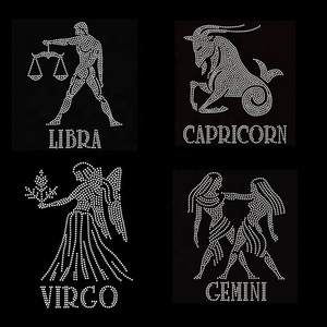 Applicazione Termoadesiva in Cristallo con Strass, Eco-Friendly e Durevole, Segno Zodiacale Astrologico Capricorno ACQUARIO - Product Image 2