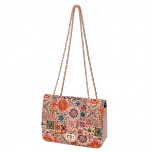 Bolso de Mano Peiquan Vintage con Cadena y Diseño de Patchwork, Bolso Cruzado Ecológico de Corcho para Mujer - Product Image 5
