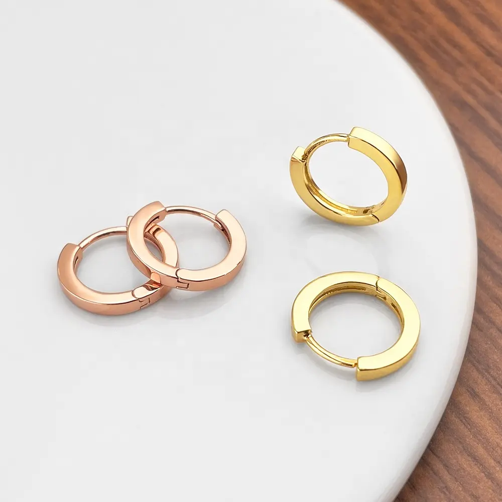 Brass Minimal Hoop Earrings Small Huggie High Quality Gold Plated Women Jewelry