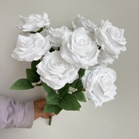 Rose vif Artificielle Rose Fleurs 9 Têtes Soie Blanc Roses Fleur Rose Pour La Maison De Mariage Nouvel An De Noël Saint Valentin Décor