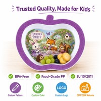 Assiettes en plastique réutilisables écologiques à motifs de dessins animés pour enfants, forme irrégulière portable pour usage domestique