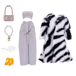 Nouveauté 1/6 échelle 30 CM 11 pouces BB <span class=keywords><strong>poupée</strong></span> mode <span class=keywords><strong>poupée</strong></span> vêtements grand manteau en peluche pantalon tenue pour <span class=keywords><strong>poupée</strong></span> BB - Product Image 4