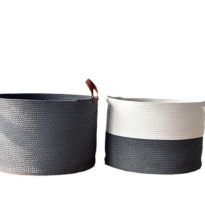 Foldable Nordic cotton rope <b>basket</b>, cotton rope woven storage <b>basket</b>, home sundries storage <b>basket</b> manufacturer, extra <b>large</b> - Product Image 5