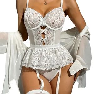 M0603 Modische Hochwertige Sexy Spitzen-Stickerei Dessous Bodysuits Durchsichtige Rückenfreie Heiße Mädchen Nachtwäsche Damen - Product Image 2