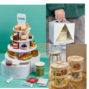 กล่องบรรจุคัพเค้กใสสองชั้นทรงกลมกล่องใส่ขนมคัพเค้กวันเกิดกล่องใส่มูส - Product Image 1