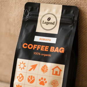 Sachet de café personnalisé en aluminium mat avec valve et fermeture éclair, fond plat imprimé, emballage Ziplock pour café - Product Image 3