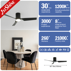Ventilador de techo LED 1stshine, Wifi, reproducción de música, aspas de plástico montadas al ras, ventilador de techo inteligente con luz LED - Product Image 3