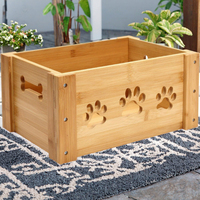 Boîte à jouets autoportante en bois de style artisanal durable, en pin naturel poli, pour le rangement des aliments pour animaux et des vêtements