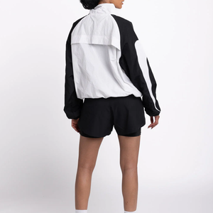 Haut court de sport pour femme, personnalisé OEM, respirant, imprimé, brodé, en viscose, imperméable, coupe-vent, à capuche, demi-zip, pour la gym et le jogging - Product Image 3