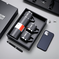Set de Regalo de Termo de Acero Inoxidable de 500 ml con 3 Tazas, Botella Aislada de Doble Pared, Botón de Presión, Logotipo Personalizado, Regalo Corporativo
