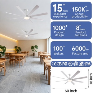 Hot bán 72 inch hiện đại Quạt trần ABS 8 lưỡi DC luồng không khí lớn LED phòng khách trang trại Quạt trần - Product Image 6