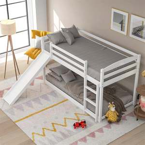 Cama de madera personalizable para niños, litera de madera maciza, litera barata con tobogán y escalera - Product Image 5