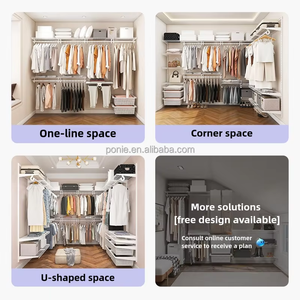 Organisateur de placard multifonctionnel avec tringle de suspension et étagères métalliques réglables pour le rangement de la chambre à coucher, gain de place - Product Image 5