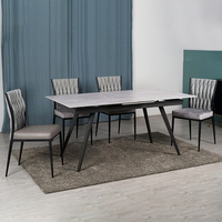 Juego de Comedor Estilo Turco para 6 Personas, Vidrio 3D con Función Extensible para Hogar y Taller, Muebles Elegantes para Comedor