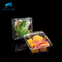 Conteneur alimentaire jetable personnalisé en PET recyclable avec couvercle, 16, 24, 32, 48 OZ, de qualité alimentaire, petit format, avec charnière