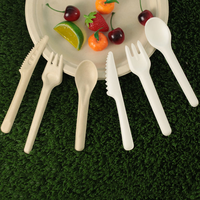 Ensemble de couverts jetables en bagasse compostable et robuste, fourchette, cuillère et couteau biodégradables en canne à sucre pour la restauration rapide à emporter