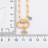 Bracelet en acier inoxydable doré à maillons trombone avec pendentif œil et pièce de monnaie, fermoir à bascule, bijoux pour femme, vente en gros, personnalisable OEM