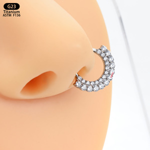 G23 <b>Titanium</b> Nose <b>Ring</b> 8mm With Zircon Channel Setting Everyday Wear Jewelry - Product Image 3