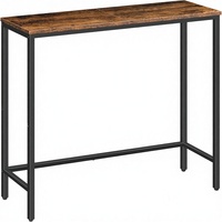 Console d'entrée moderne en panneaux de bois étroits avec coins métalliques, design personnalisable pour l'ameublement domestique