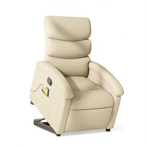 เก้าอี้นวดปรับเอนได้ ผ้าสีครีม ดีไซน์ร่วมสมัย ควบคุมด้วยปุ่มไฟฟ้า - Product Image 1
