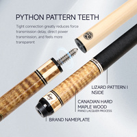 PERI 58" Série SY Queue de billard professionnelle de haute qualité avec fût en érable, embout de 12,5 mm, rallonge, ensemble de billard 1/2 en alliage