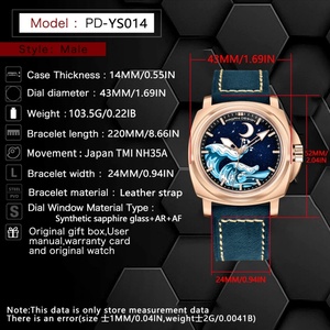 PAGANI DESIGN YS014 New <b>Automatic</b> Mechanical Wristwatch NH35A Wave Map Watch Sapphire Waterproof Stainless Steel Watch for Men - Product Image 2