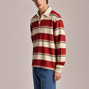 Maillot <span class=keywords><strong>de</strong></span> <span class=keywords><strong>rugby</strong></span> personnalisé à manches longues pour hommes T-<span class=keywords><strong>shirt</strong></span> en coton classique Old School Polo <span class=keywords><strong>Tee</strong></span> Shirts Imprimé Chemise <span class=keywords><strong>de</strong></span> <span class=keywords><strong>rugby</strong></span> à rayures - Product Image 4