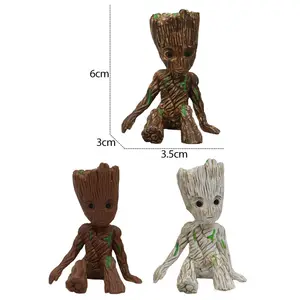 Guardianes del coche, árbol pequeño, hombre Groot de la galaxia 2, postura sentado, decoración de muñeco de bebé