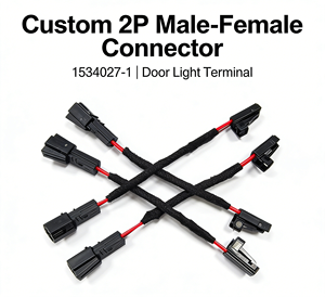 Câble de connecteur mâle-femelle personnalisé à 2 broches et 2 conducteurs 1534027-1, faisceau de câblage pour éclairage de porte de voiture, connexion Plug & Play - Product Image 3