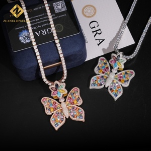 Nuevo Colgante de Mariposa con Moissanita de Color, Plata de Ley 925, Moissanita VVS con Efecto Hielo, Joyería que Pasa el Test de Diamantes - Product Image 5