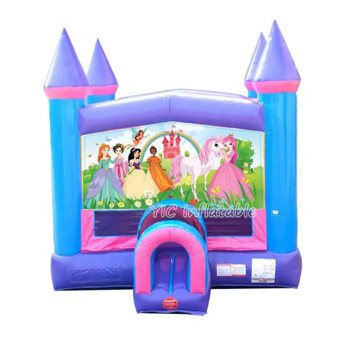 फैक्टरी प्रत्यक्ष मूल्य मॉड्यूलर गुलाबी Inflatable उछाल घर के लिए धौंकनी के साथ और राजकुमारी कला पैनल लड़की जन्मदिन की पार्टी