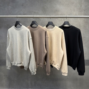Felpa girocollo da uomo personalizzabile con logo OEM, in filato slub pesante 320GSM, stampa e ricamo, spalle scese, vestibilità oversize - Product Image 4