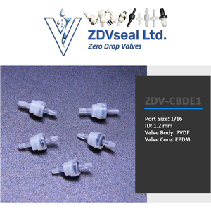 Clapet anti-retour ZDVseal Duckbill pour la prévention du retour des liquides et des gaz Corps blanc PVDF avec vanne FVMQ Red Core 3/16 Inch - Product Image 6