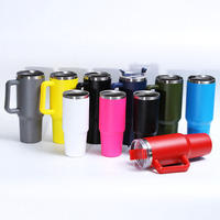 Vaso Térmico de Viaje de 40oz sin BPA, Personalizable con Logo, Rosa, para Café, con Asa y Popote, Venta al por Mayor